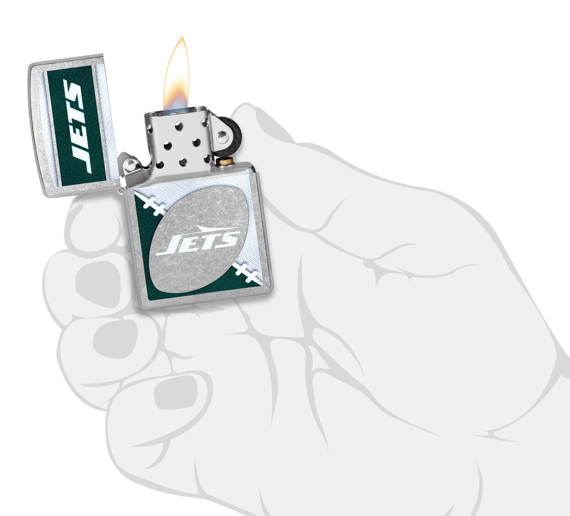 Zippo NFL New York Jets Chrome Logo Design Street Chrome Windproof