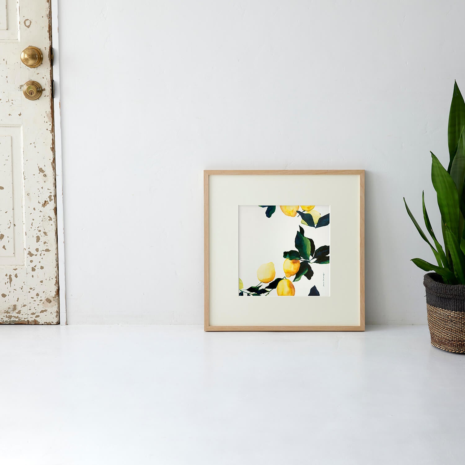 アートポスター | LEMON（レモン）yellow フレーム50＋額装マット付き