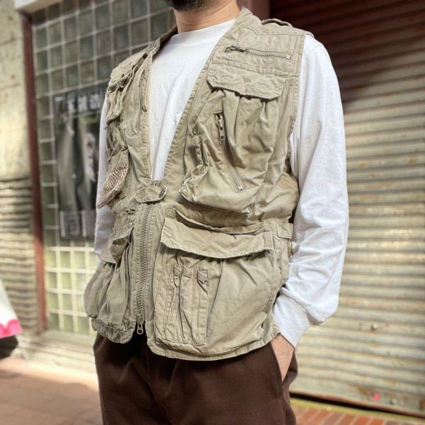 90sバナナリパブリックフィッシングベスト|カーキ系|メンズS|サファリ