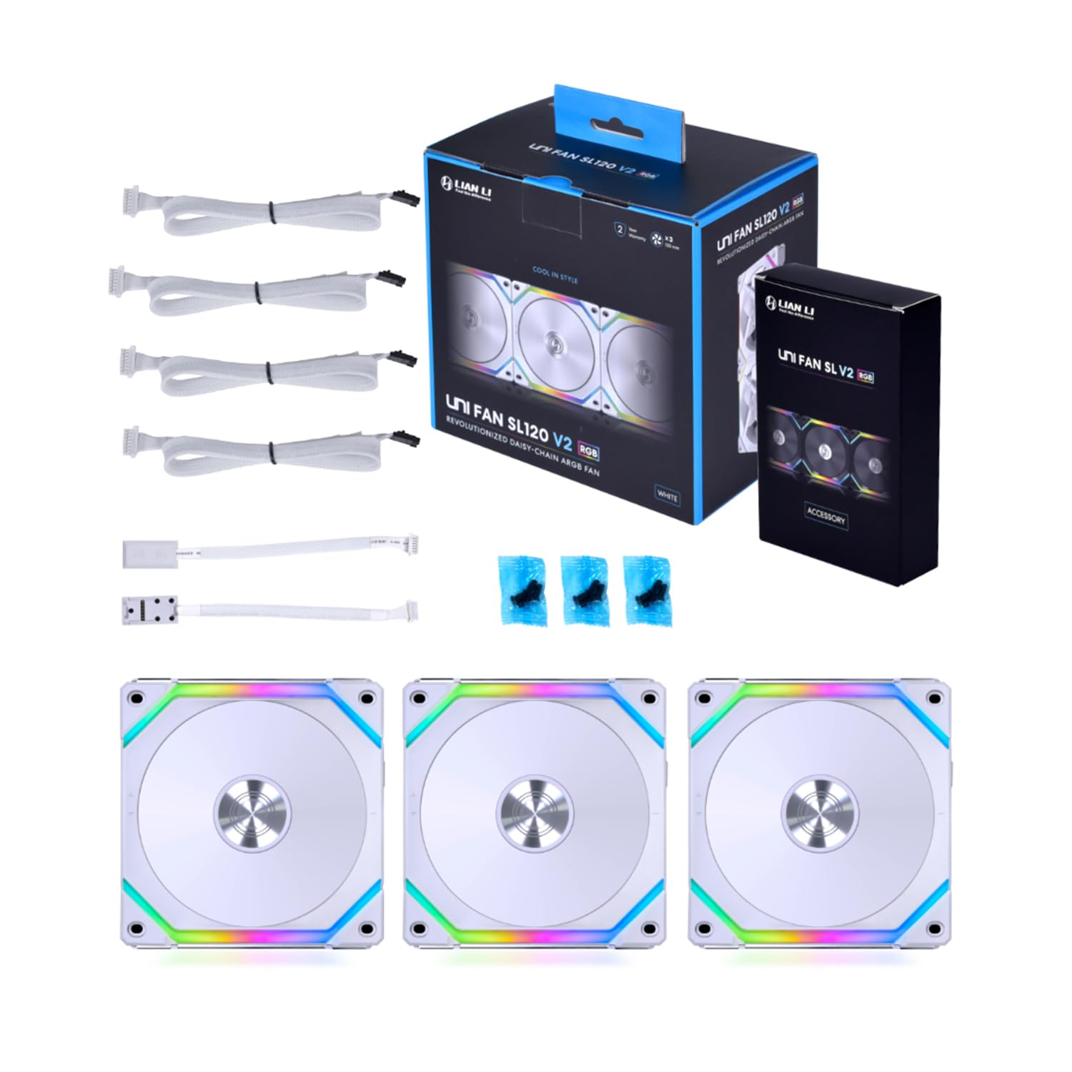 Lian Li UNI Fans SL120 V2 RGB 120mm - Triple Pack With Controller