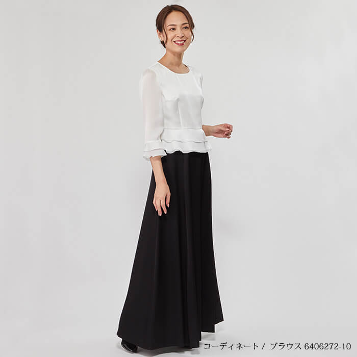 バックサテンアムンゼンのロングスカート 9号・ブラック｜東京