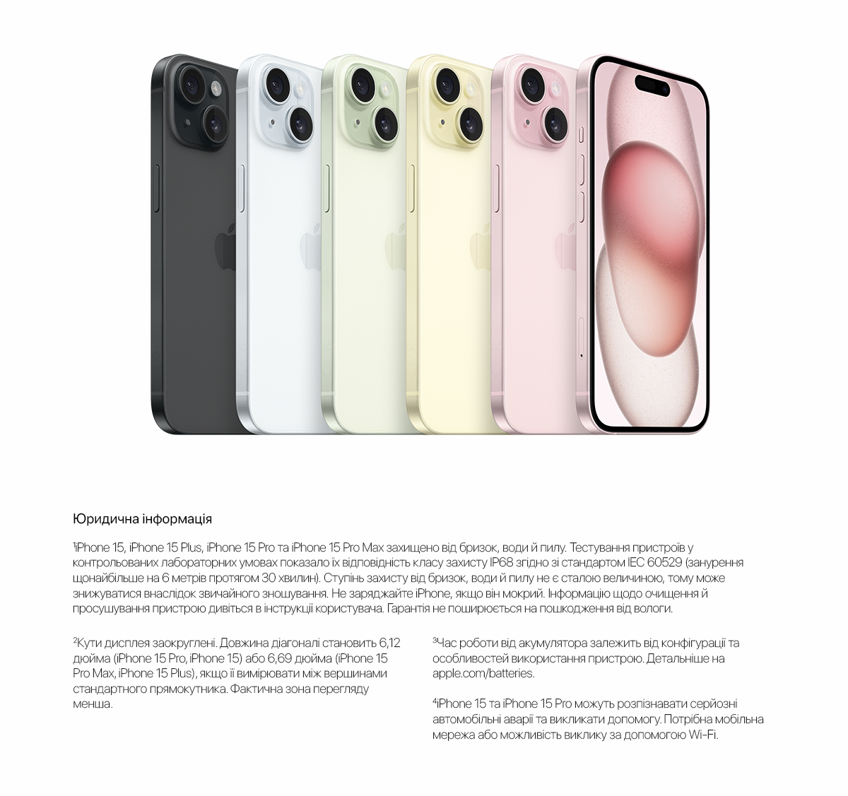 Apple iPhone 15 128GB Pink (MTP13) купити в ⁕ ALLO.UA ⁕ ціна, відгуки