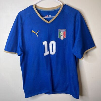 ITALY 2008 HOME PUMA ROBERTO BAGGIO 10 FOOTBALL BLUE JERSEY MEN Sz