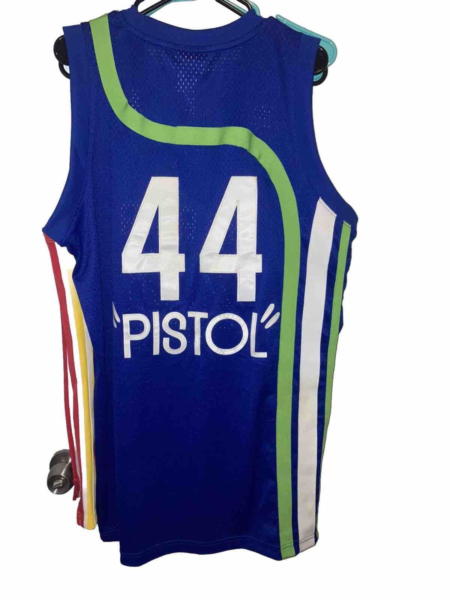 Pistol Pete Maravich Atlanta Hawks NBA Jersey Men L Adidas Sewn