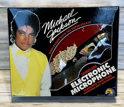 Michael Jackson LJN Cordless Electronic Microphone #7120 1984 MJJ