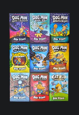 Lot Of 9 Dav Pilkey Books Dog Man Cat Kid Comic Brawl Ball Rolls
