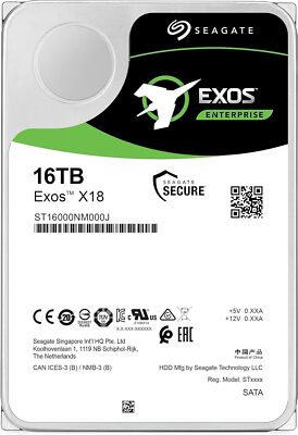 Seagate Exos 16TB Enterprise HDD X18 SATA 6Gb/s 512e/4Kn 7200