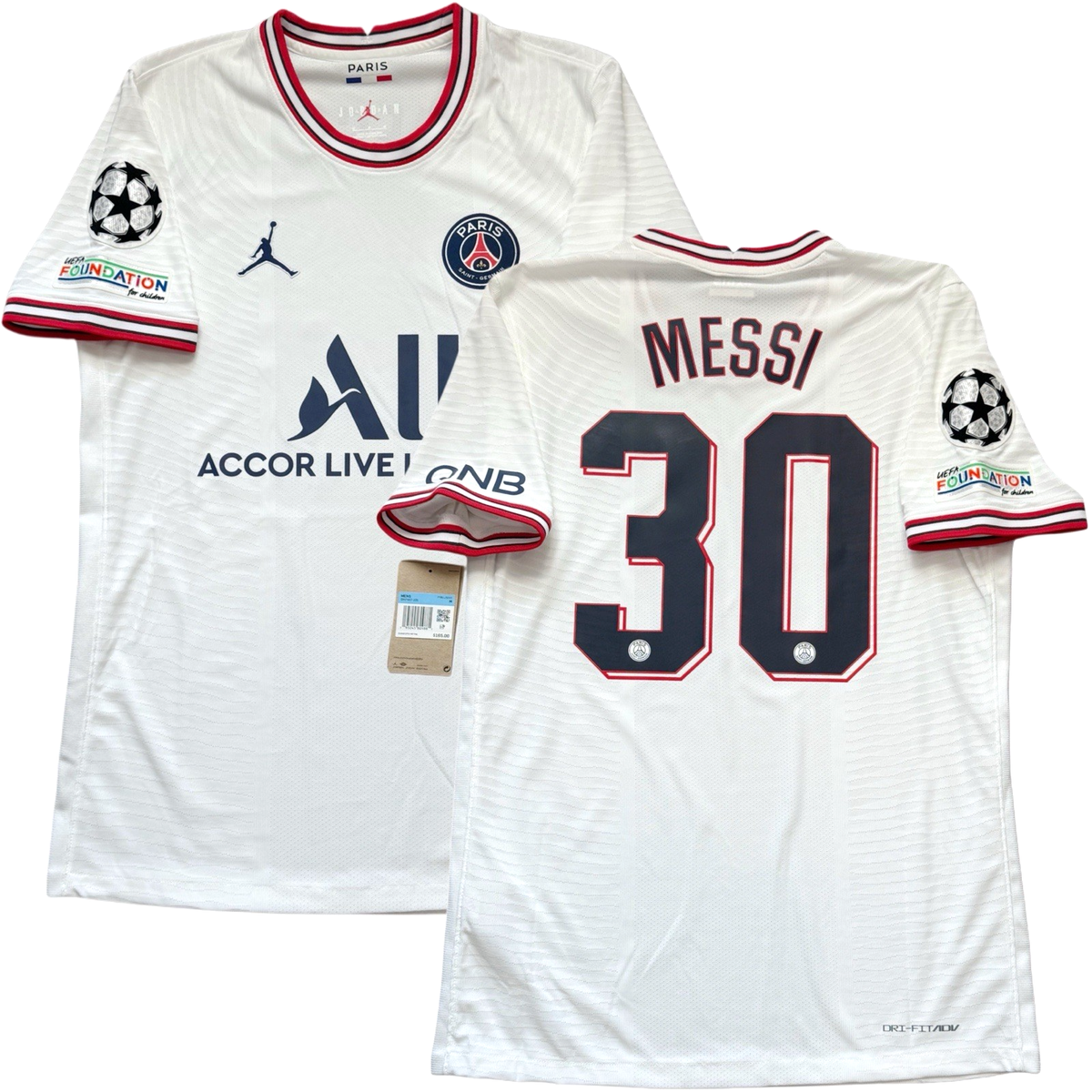 2021/22 PSG Authentic Fourth UCL Jersey #30 Messi Medium Jordan