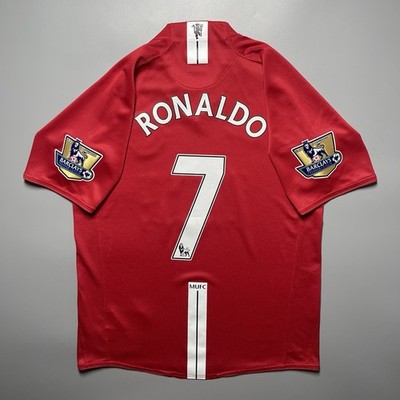 MAN UNITED NIKE 2007/2008 FOOTBALL HOME JERSEY #7 RONALDO SIZE “M