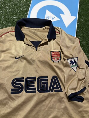 VINTAGE VERY RARE NIKE ARSENAL FC SEGA GOLD JERSEY KIT XXL | eBay
