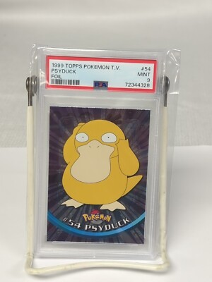 Pokemon PSA 9 Psyduck Holo Foil 54 - Topps TV 1999 Black Logo Mint