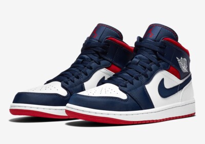 Nike Air Jordan 1 Mid SE USA Olympic White Navy Blue Red 852542