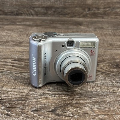 Canon PowerShot A550 Digital Camera 7.1MP 4x Zoom Silver Tested