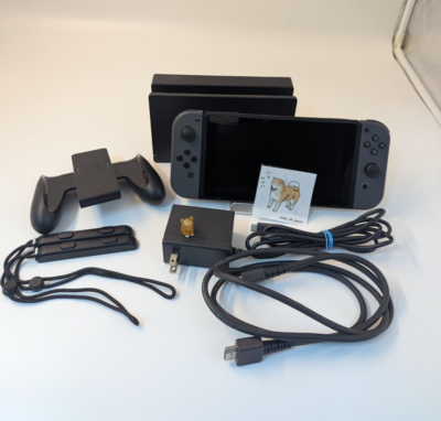 Nintendo Switch Gray Console w/ Joy Con + Dock + Charger +HDMI HAC