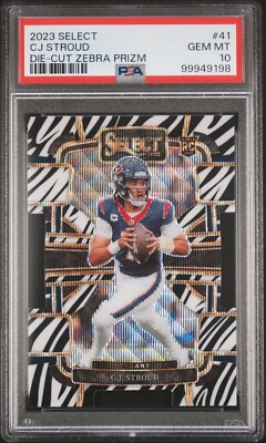 2023 Panini Select Die Cut Zebra Prizm CJ Stroud RC SSP Rookie #41