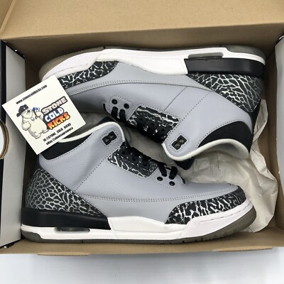 NIKE AIR JORDAN 3 III RETRO SZ 7Y WOLF GREY METALLIC SILVER BLACK