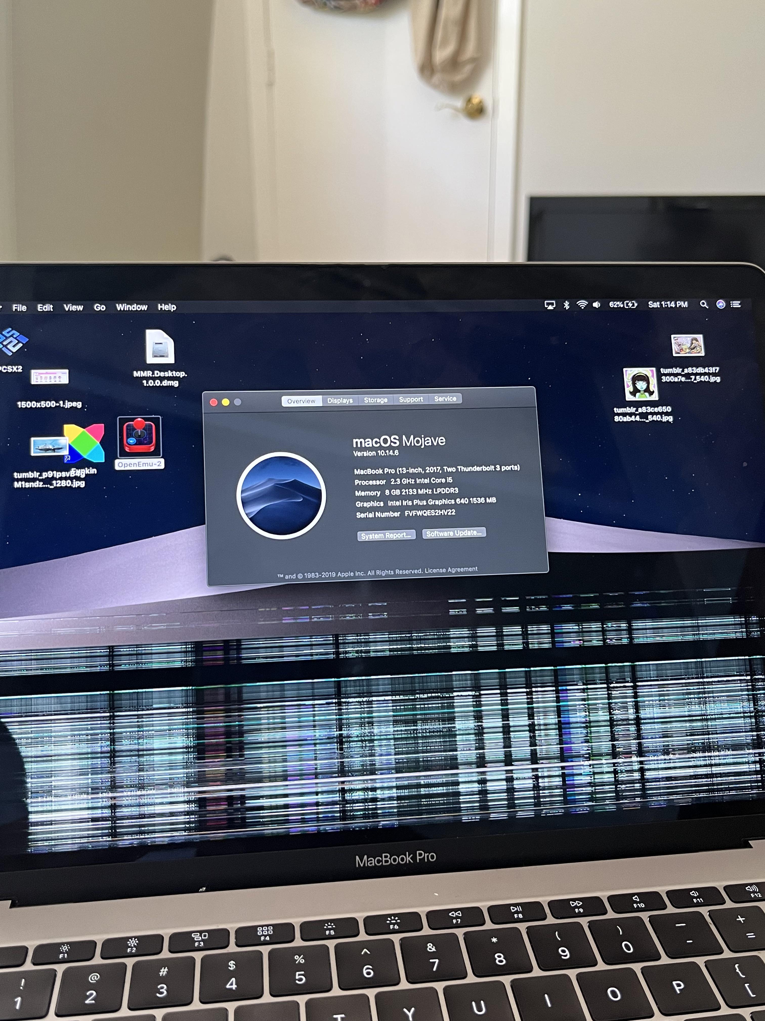 Macbook 2018の画面がバグっちゃった。バグは画面の下の方にあったん