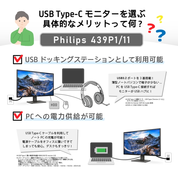 PHILIPS(ディスプレイ) 液晶ディスプレイ 42.5型/3840×2160/USB-C