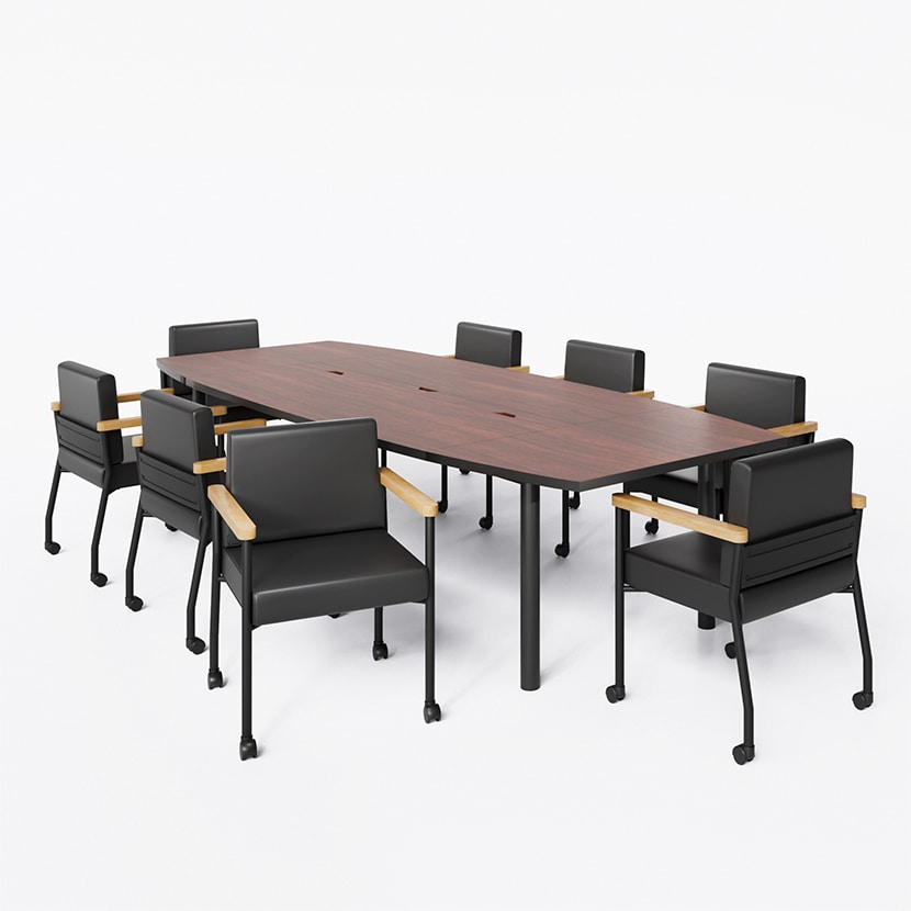 送料無料】 【8人用 会議セット】会議用テーブル 3000×1200 + ソフィ