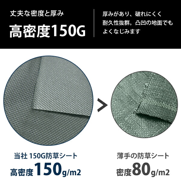 楽天市場】高密度150G 不織布 防草シート ロール式 幅1m×長さ10m 30m