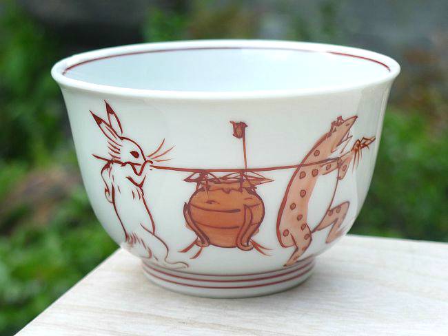 高山寺鳥獣戯画赤絵汲出碗 - 京焼清水焼 松韻堂