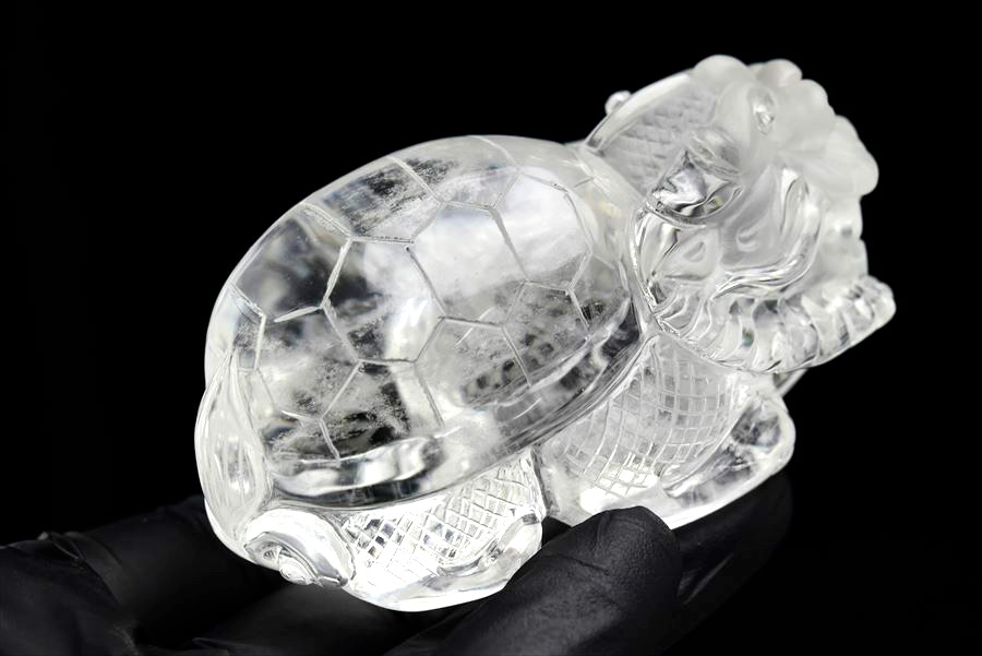 楽天市場】◇正財運◇ 天然 水晶 龍亀 ロングイ彫刻 置物【約298.4g