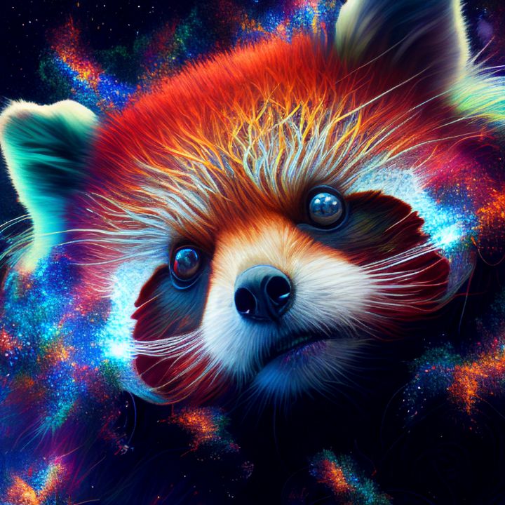 Cosmic Red Panda - Soryon - Digital Art & AI, Animals, Birds