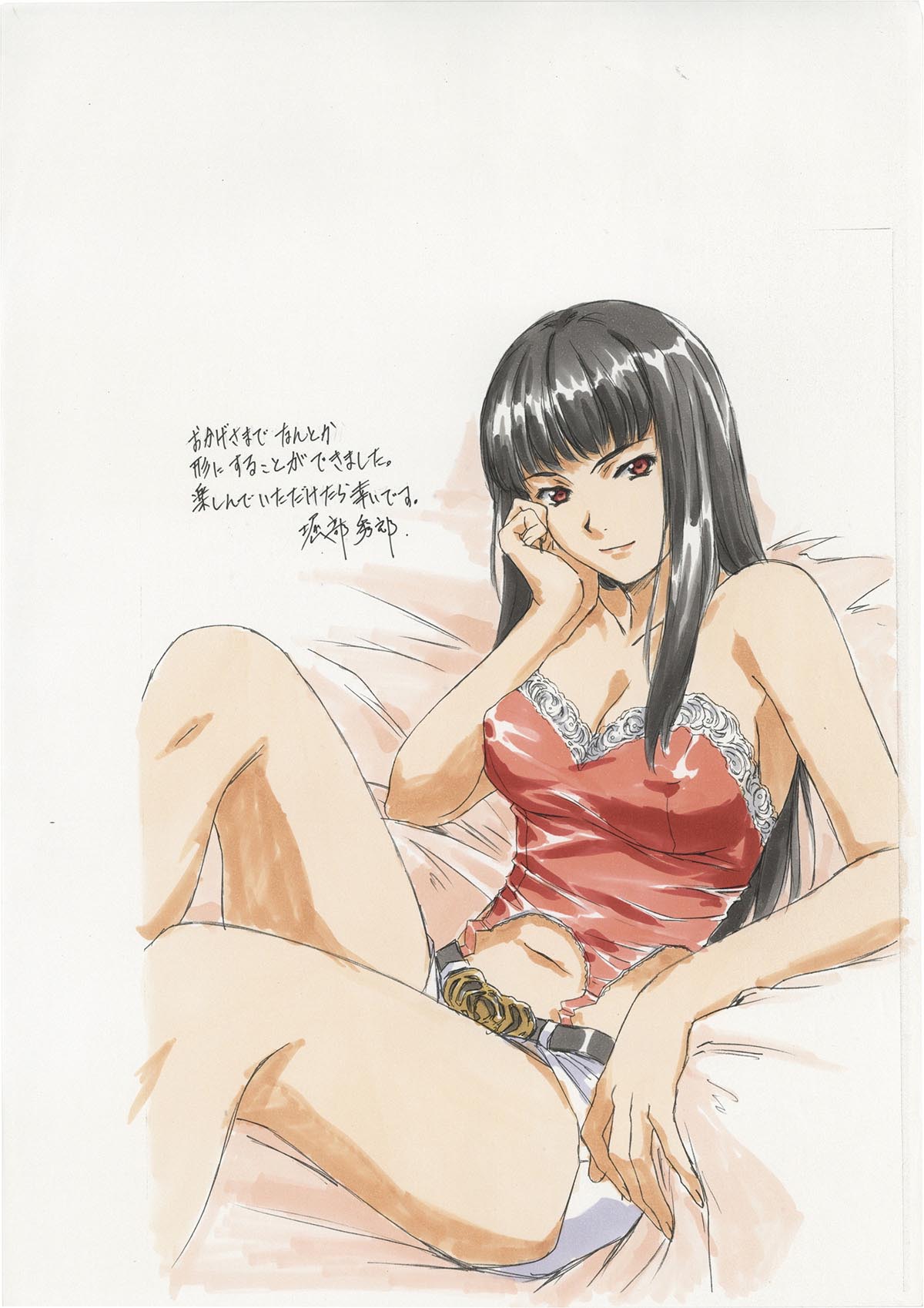 3690] 堀部秀郎 直筆カラーイラスト(線は印刷)