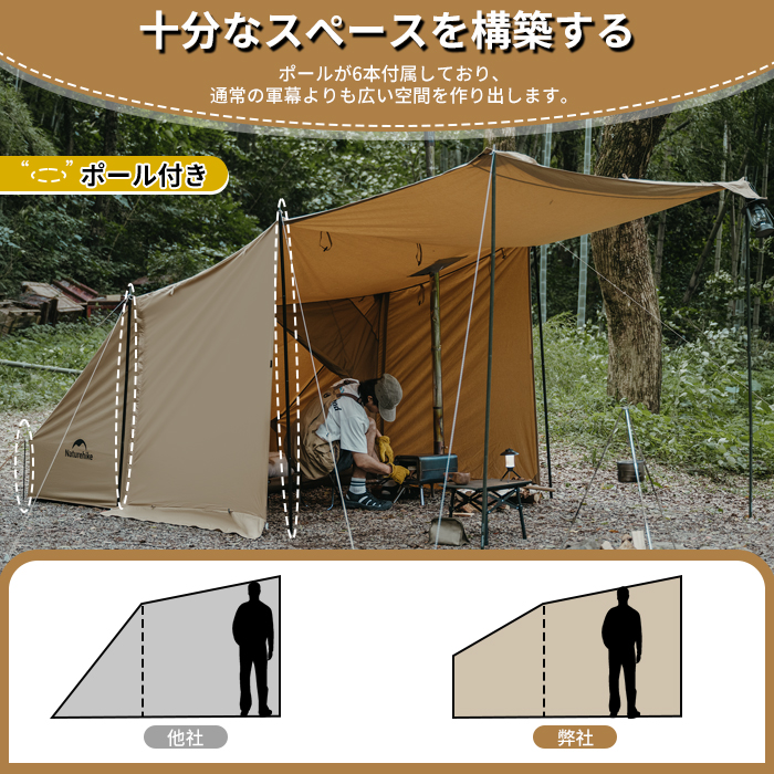 Naturehike 軍幕 パップテント TC素材 インナーテント付き シェルター