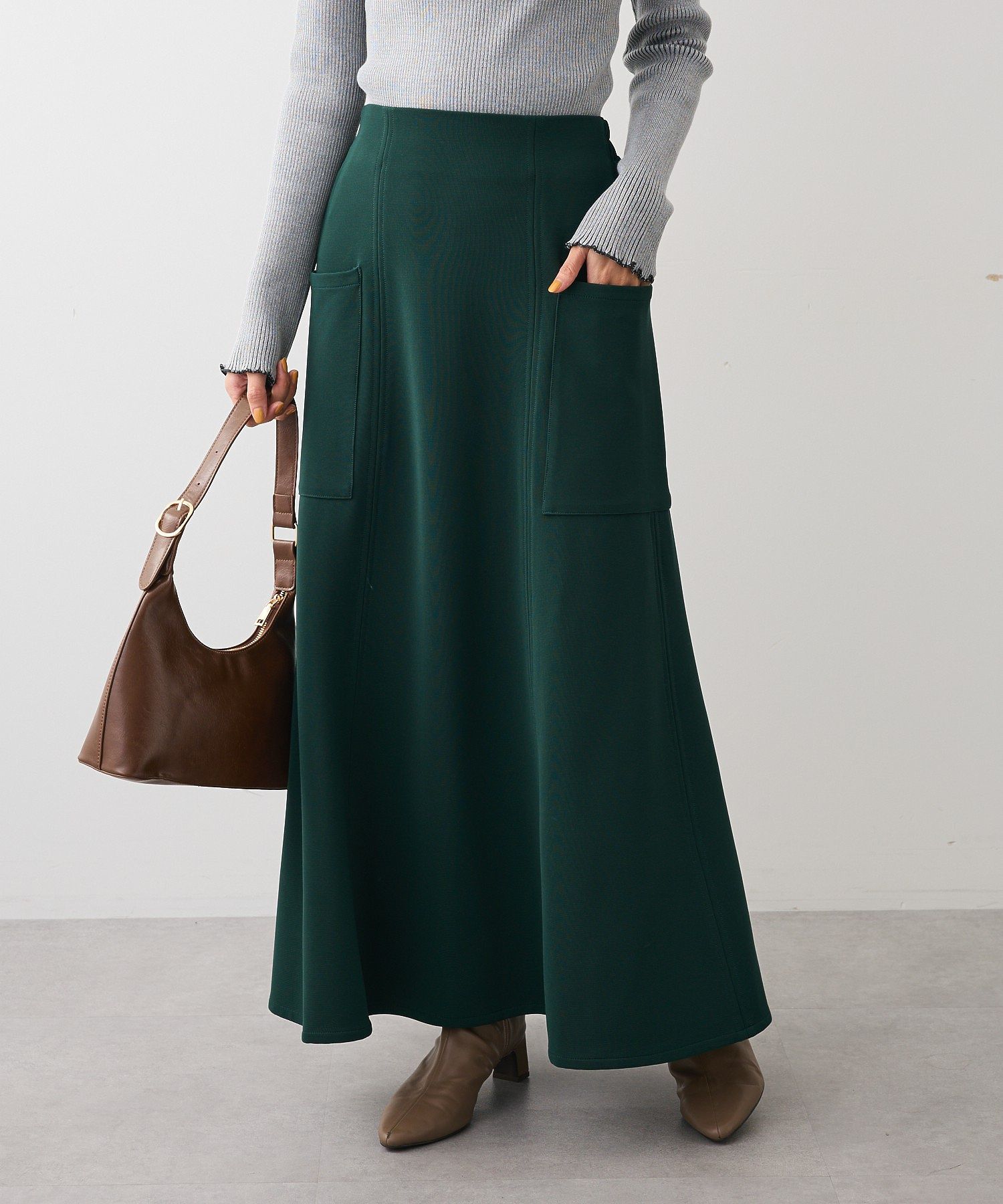 ELENCARE DUE サイドポケットフレアスカート/Green Parks（グリーン