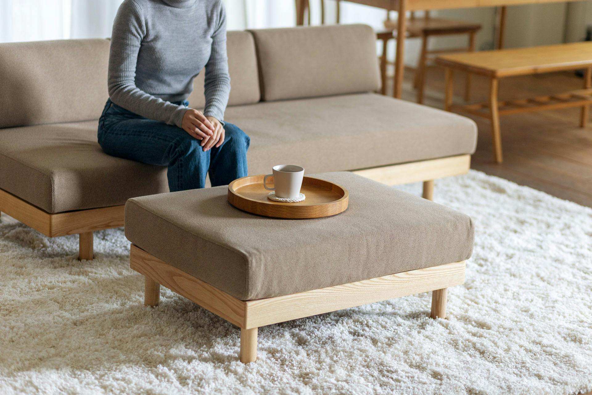 SIEVE SVE-SF024O Morning Daybed Sofa Ottoman ベージュ 81×62×35