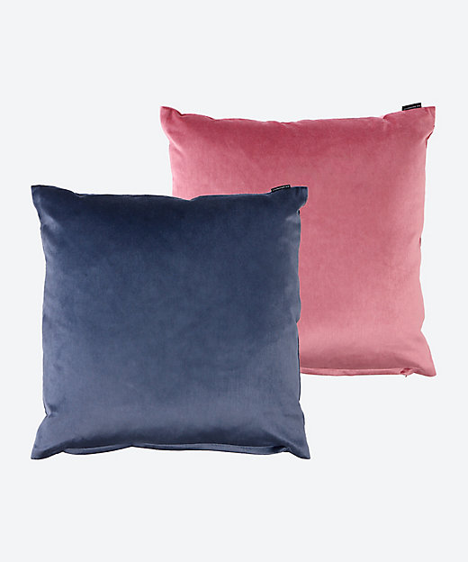 ベルベットクッションカバー2枚セット B ネイビーブルー／ローズ