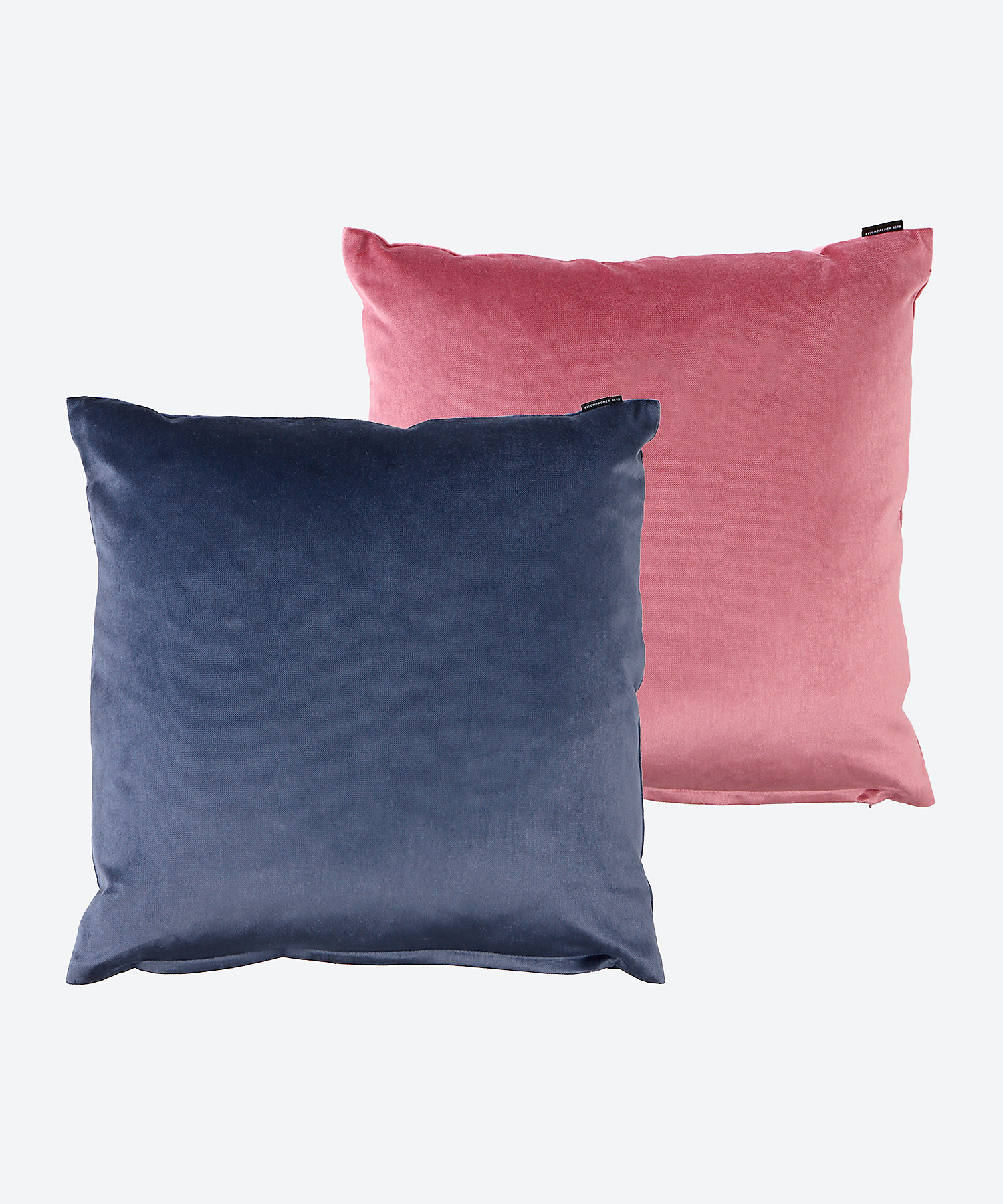 ベルベットクッションカバー2枚セット B ネイビーブルー／ローズ