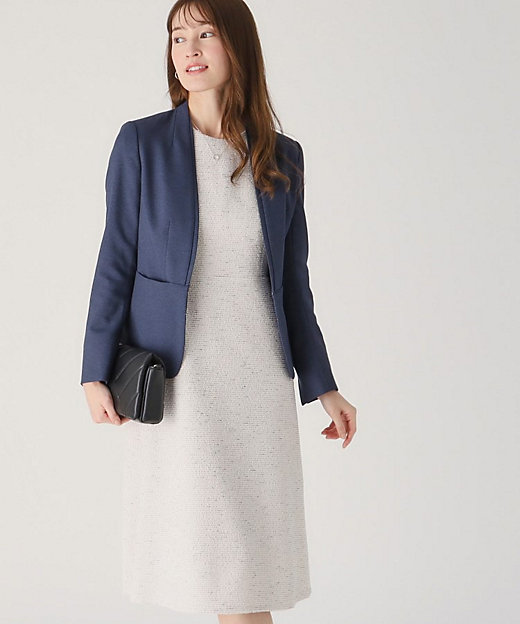 洗える／日本製／スーツ可】ノーカラージャケット