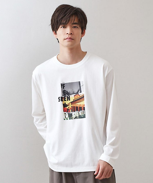 フォトグラフプリント長袖Tシャツ【洗濯機OK