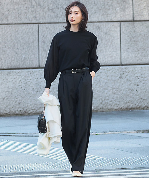 Oggi3月号掲載／セットアップ対応】ライトクロス ワイドパンツ