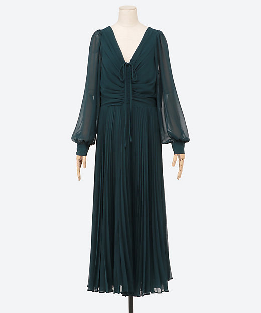 Kindra Teal Chiffon Pleated Midi