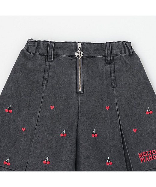 ちび刺しゅうフロントZIP タックキュロットスカート 6061104