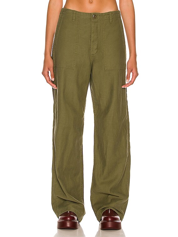 R13 Wide Leg Utility Pant in Olive | FWRD