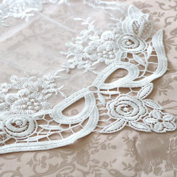 レース 薔薇 フレンチレース7 約30×90cm テーブルセンター ホワイト 花