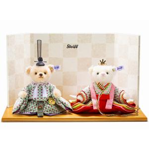 Steiff ひな人形用 台屏風 ホワイト・ピンク 桃の節句飾り