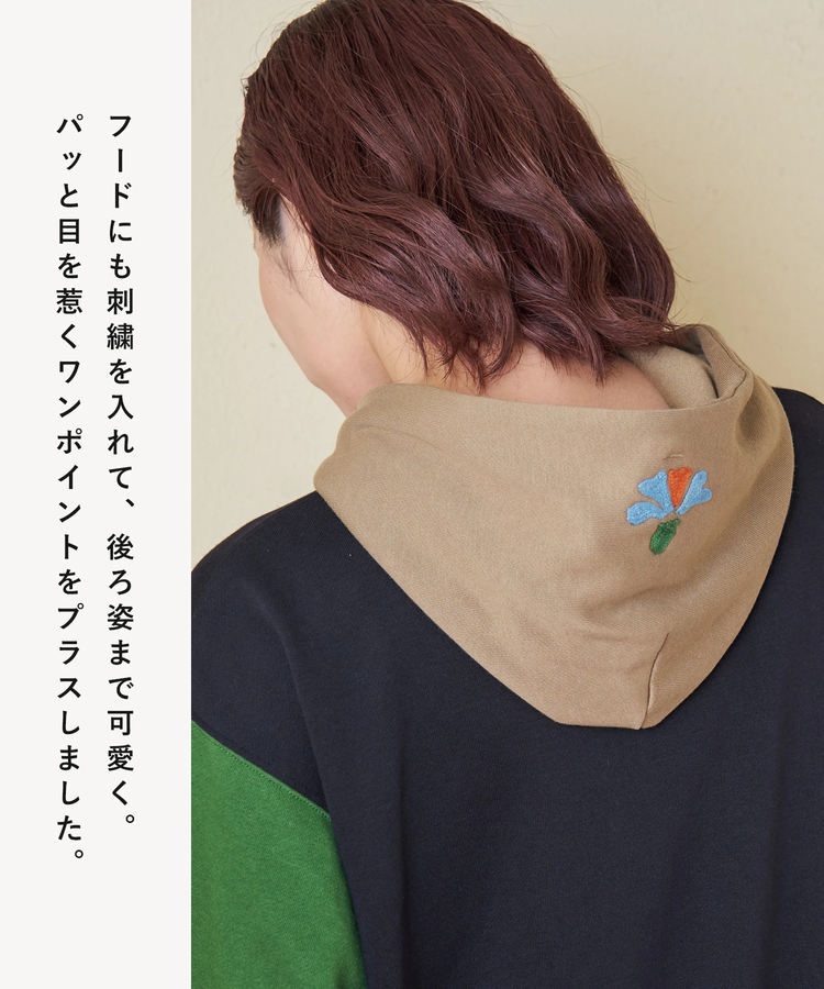 TC裏毛 プリント × 刺繍 スウェット プルオーバー パーカー【冬物15