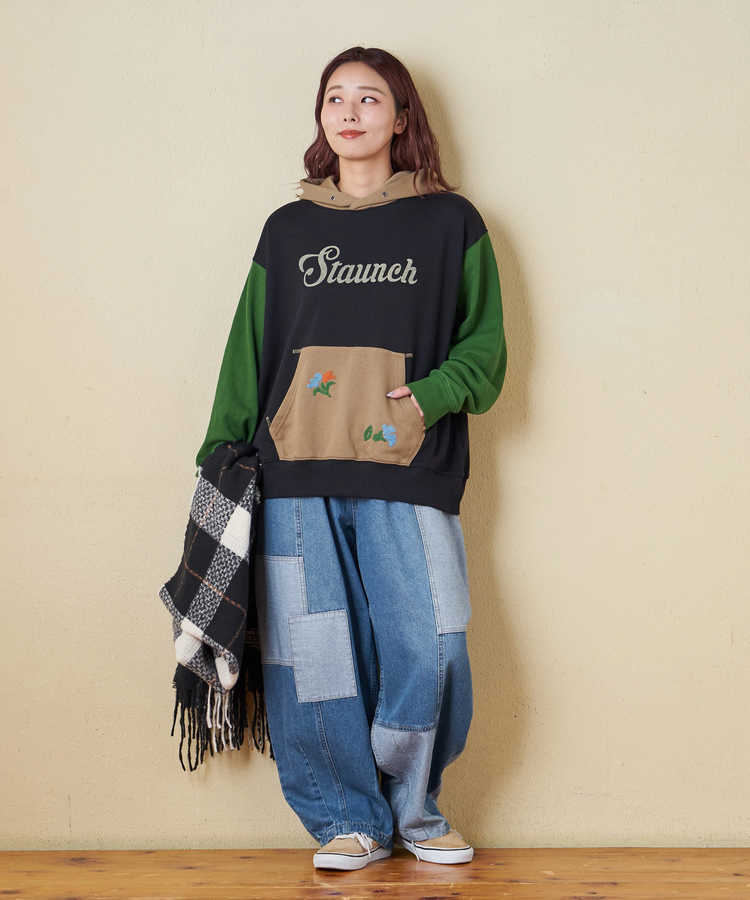 TC裏毛 プリント × 刺繍 スウェット プルオーバー パーカー【冬物15