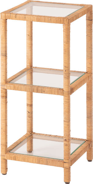 シェルフ ガラス ガラスシェルフ ラタン 籐 クリア 収納 収納棚 ラック