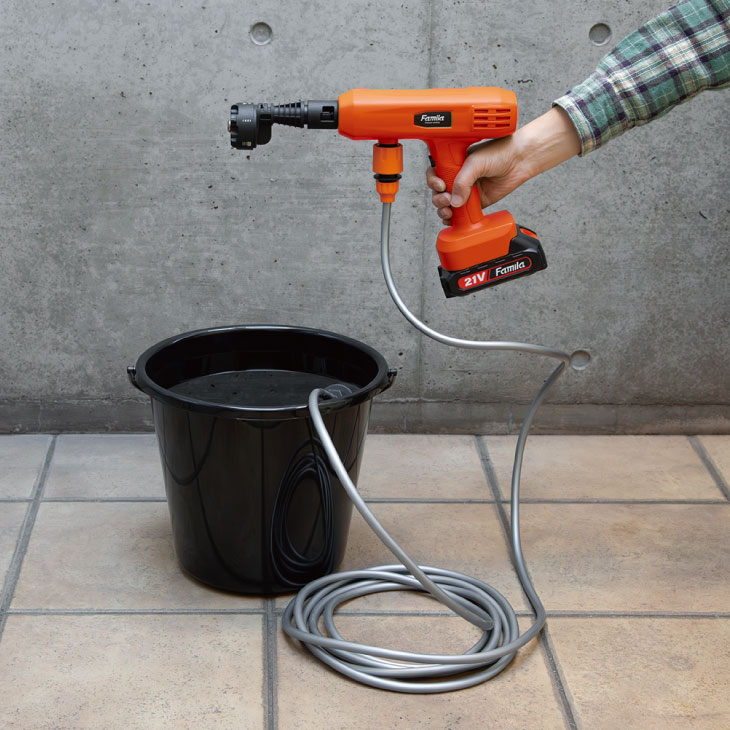 ファミラ 充電式コードレスハンディ高圧洗浄機DX 14点セット 予備