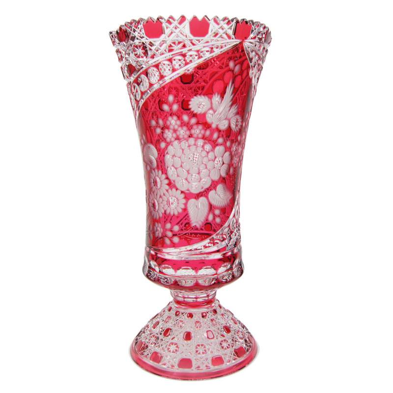 マイセンクリスタル ミスティックフラワー 色被せ花瓶 F2517/EO314/28B