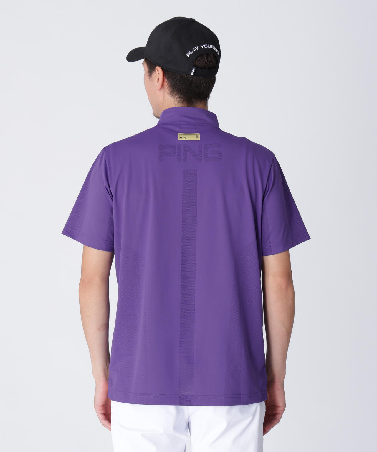 PING APPAREL】メッシュジャカード半袖ハイネックシャツ ＜GOLD