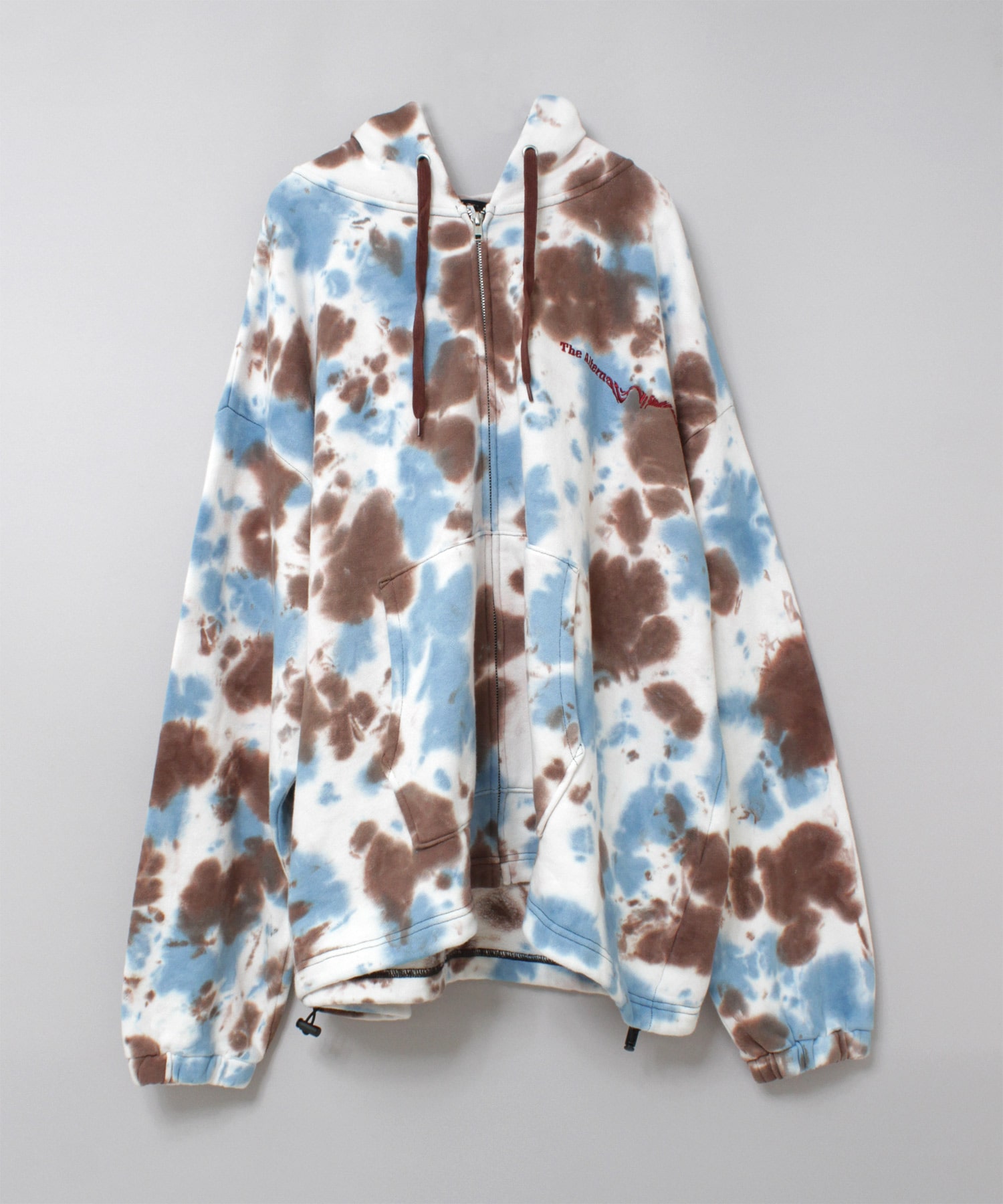 M2338 エフェクトダイZip UPパーカー(M ブルー/ブラウン): トップス