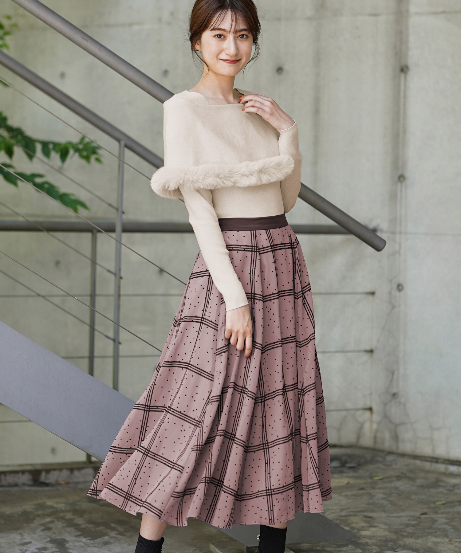 チェックドットフロッキースカート | フレアスカート | NOELA OFFICIAL