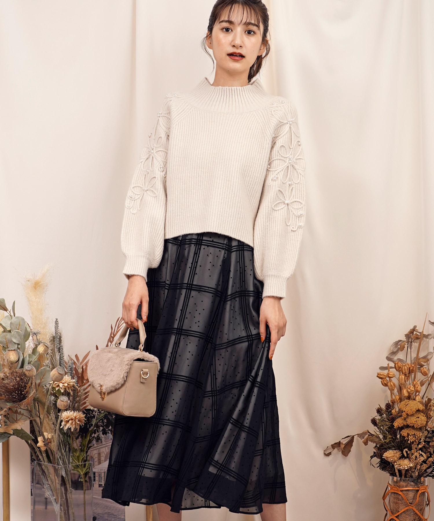 チェックドットフロッキースカート | フレアスカート | NOELA OFFICIAL